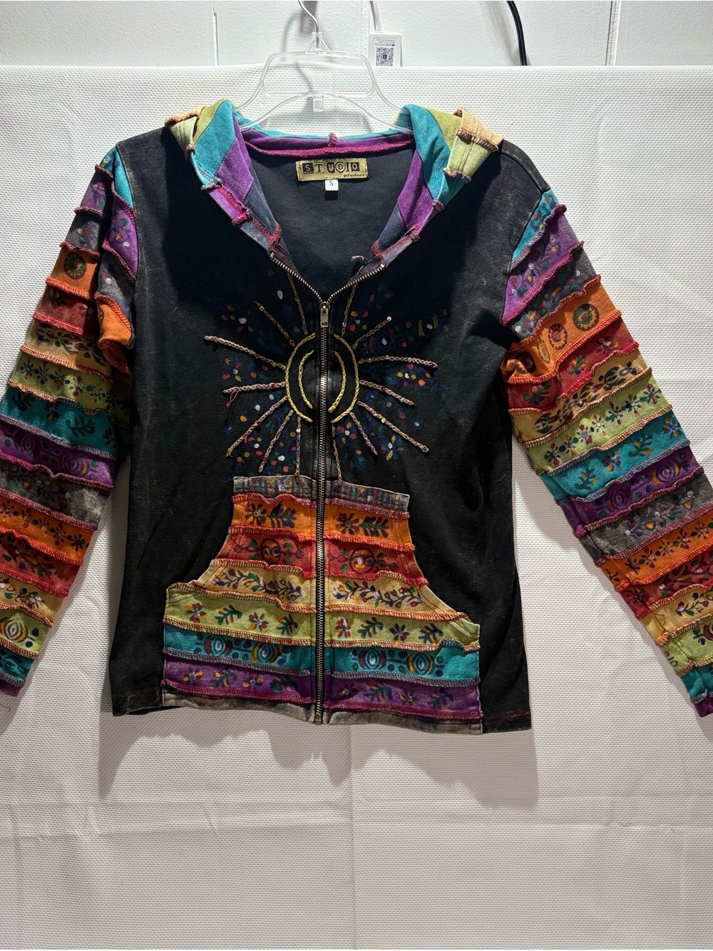 VINTAGE Y2K STUDIO PRODUCE HIPPIE / FAIRYCORE PATCHWORK HOODIE